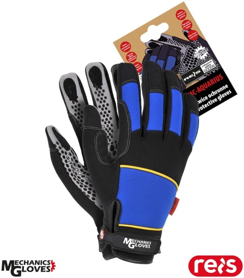 RĘKAWICE OCHRONNE AQUARIUS PRZEMYSŁ MOTORYZACYJNY, MECHANICY NIEBIESKO-CZARNE