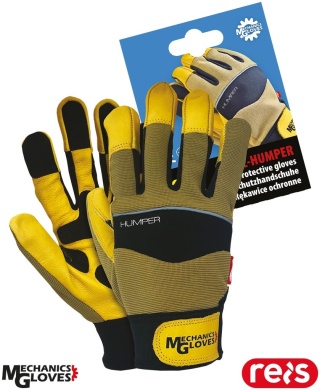 RĘKAWICE OCHRONNE HUMPER SKÓRA KOZIA, SPANDEX DLA MECHANIKÓW