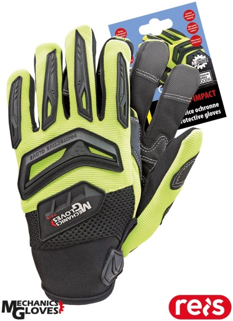 RĘKAWICE OCHRONNE IMPACT DLA MECHANIKÓW SELEDYNOWO-CZARNE