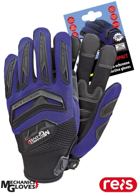 RĘKAWICE OCHRONNE IMPACT DLA MECHANIKÓW NIEBIESKO-CZARNE