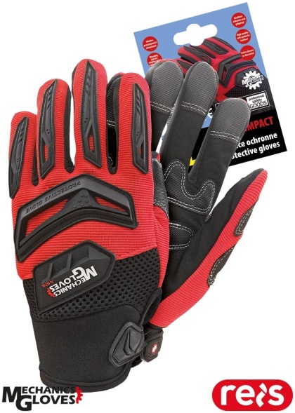 RĘKAWICE OCHRONNE IMPACT DLA MECHANIKÓW CZERWONO-CZARNE