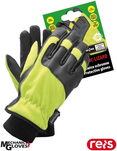 RĘKAWICE OCHRONNE LIZARD OCIEPLANE FLUO, DLA KIEROWCÓW, DROGOWCÓW, KADRY KIEROWNICZEJ
