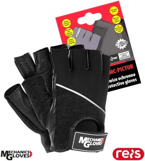 RĘKAWICE OCHRONNE PICTOR SKÓRA BYDLĘCA, DZIANINA, TRENING, PRACA, SIŁOWNIA, PRZEMYSŁ MOTORYZACYJNY
