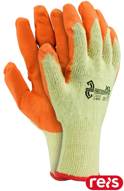 RĘKAWICE OCHRONNE RECODRAG BUDOWA, PRZEMYSŁ TRANSPORTOWY, ZÓŁTO-POMARAŃCZOWE 12PAR
