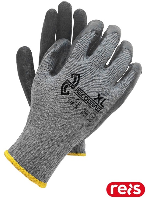 RĘKAWICE OCHRONNE RECODRAG BUDOWA, PRZEMYSŁ TRANSPORTOWY, SZARO-CZARNE 12PAR