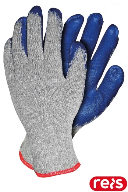RĘKAWICE OCHRONNE RECO LATEKSOWE, BUDOWA, PRZEMYSŁ TRANSPORTOWY, SZARO-NIEBIESKIE, 12PAR