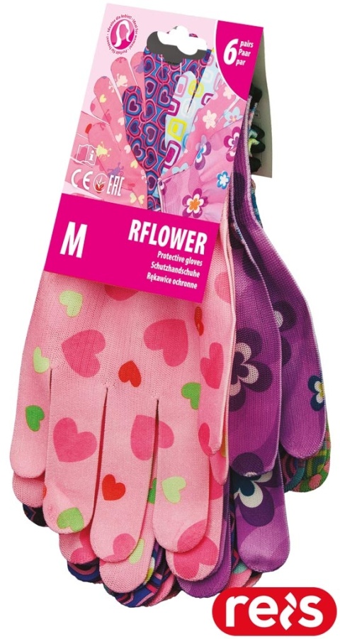 RĘKAWICE OCHRONNE RFLOWER ROZCIĄGLIWE, CIEŃKIE DO PRACY W GOSPODARSTWIE DOMOWYM 6PAR