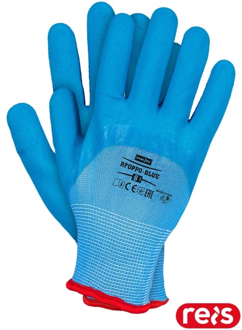 RĘKAWICE OCHRONNE RFOPPO-BLUE LATEKS SPIENIONY, BUDOWA, TRANSPORT, 12PAR