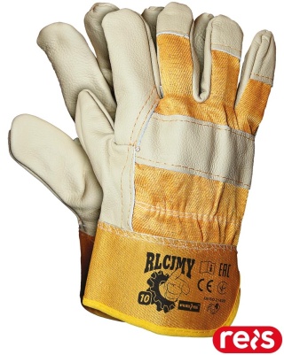 RĘKAWICE OCHRONNE RLCJMY SKÓRA BYDLĘCA LICOWA BUDOWA, PRZEMYSŁ CIĘŻKI 12par