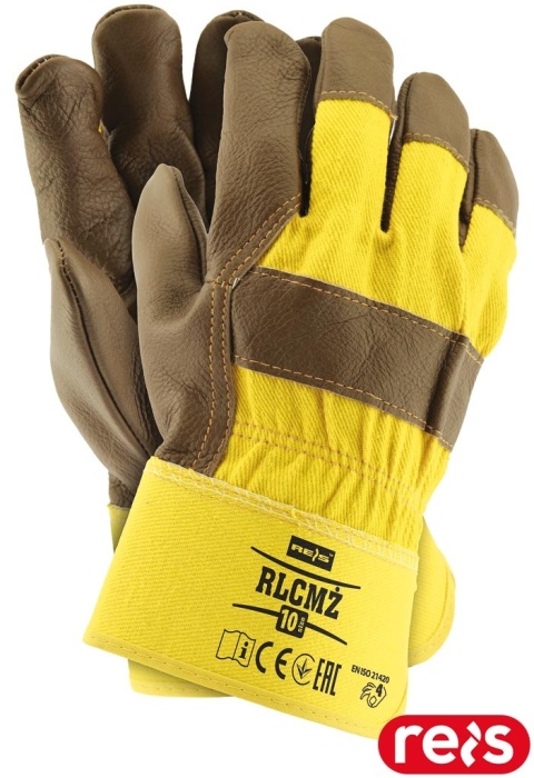 RĘKAWICE OCHRONNE RLCMŻ SKÓRA BYDLĘCA LICOWA BUDOWA, PRACE MECHANICZNE 12par