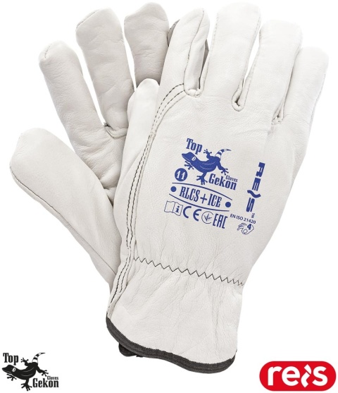 RĘKAWICE OCHRONNE RLCS+ICE OCIEPLANE KOŻUSZKIEM SKÓRA KOZIA LICOWA, DLA KIEROWCÓW, KADRY KIEROWNICZEJ