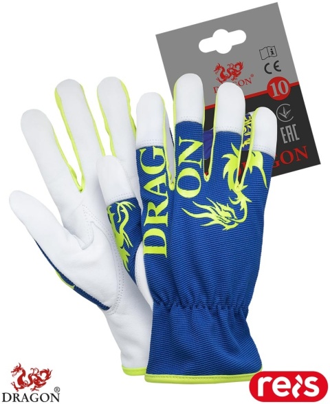 RĘKAWICE OCHRONNE RLDRAGON KOZIA SKÓRA, SPANDEX DO PRAC MECHANICZNYCH