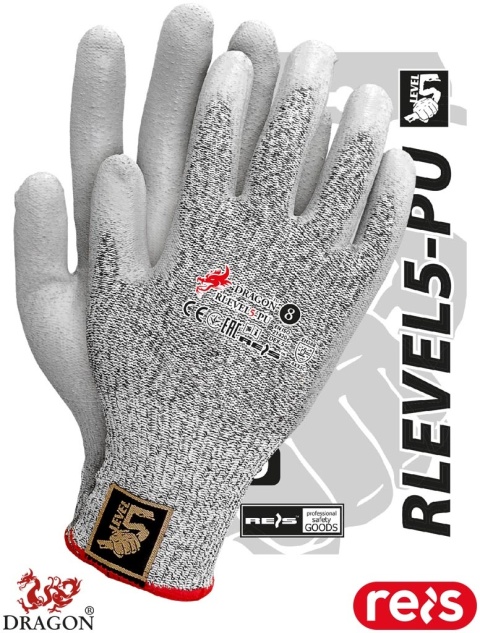 RĘKAWICE OCHRONNE RLEVEL5-PU ODPORNOŚĆ NA PRZECIĘCIA I ŚCIERANIE DO PRACY ZE SZKŁEM, BLACHAMI