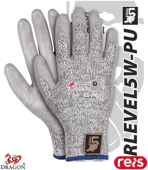 RĘKAWICE OCHRONNE RLEVEL5W-PU OCIEPLANE ODPORNE NA PRZECIĘCIA I ROZDARCIA DO PRACY ZE SZKŁEM, BLACHAMI