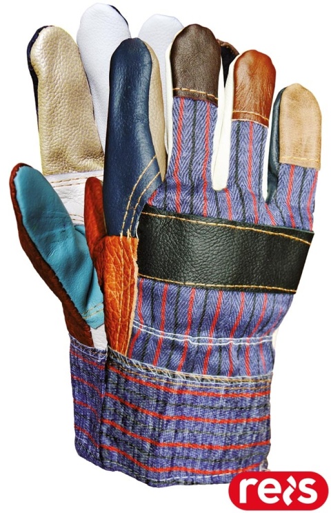 RĘKAWICE OCHRONNE RLKOPAS KOLOROWANKA SKÓRA BYDLĘCA 6par