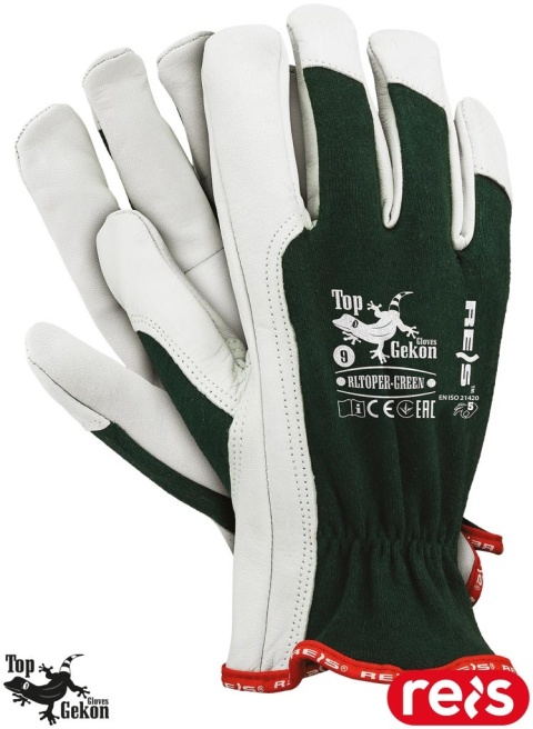 RĘKAWICE OCHRONNE RLTOPER-GREEN SKÓRA KOZIA DLA KIEROWCÓW, PRACE MECHANICZNE