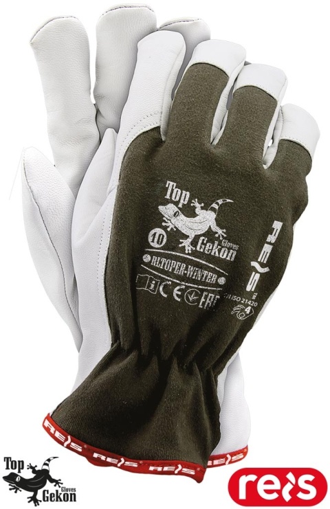 RĘKAWICE OCHRONNE RLTOPER-WINTER OCIEPLANE SKÓRA KOZIA DLA KIEROWCÓW