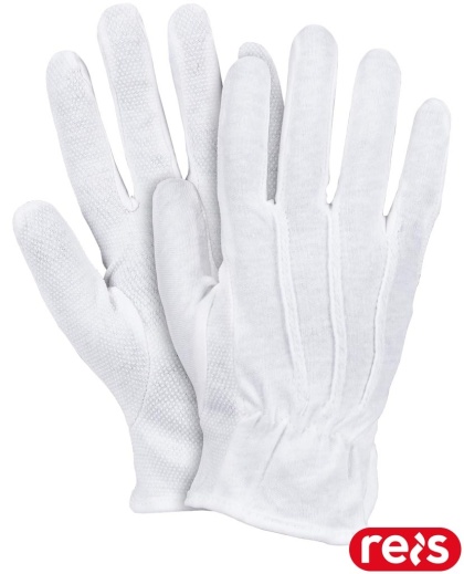 RĘKAWICE BIAŁE BAWEŁNIANE RMICRON MIKRONAKROPIENIE PCV 12 par