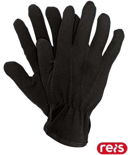 RĘKAWICE CZARNE BAWEŁNIANE RMICRON MIKRONAKROPIENIE PCV 12 par