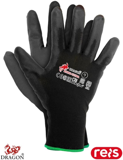RĘKAWICE OCHRONNE RNIFO-ULTRA CZARNE SPIENIONY NITRYL PRACE MECHANICZNE 12 PAR
