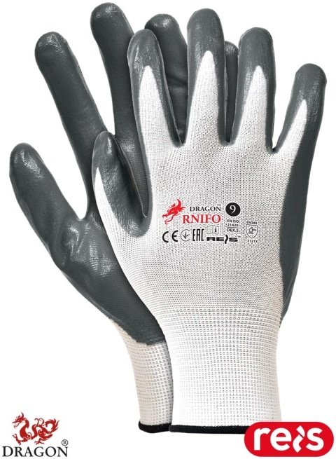 RĘKAWICE OCHRONNE RNIFO, SPIENIONY NITRYL, ZWIĘKSZONA ODPORNOŚĆNA OLEJE I SMARY, DLA MECHANIKÓW, DO WARSZTATU 12PAR