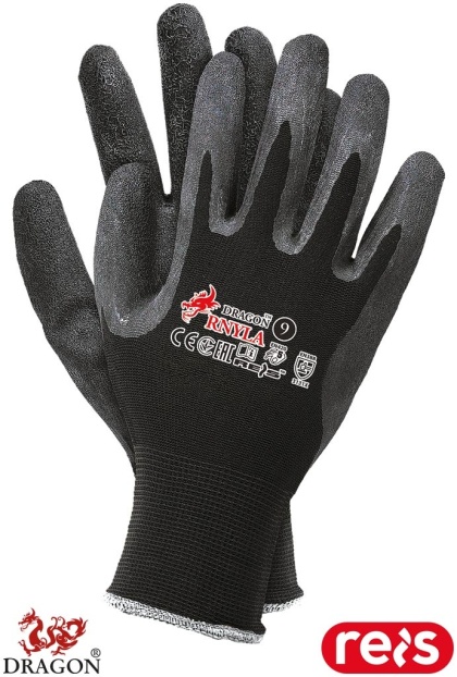 RĘKAWICE OCHRONNE RNYLA ODPORNE NA DETERGENTY, CHROPOWATE CZARNE BLUE BIRD 12PAR