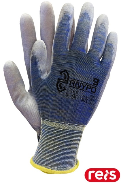 RĘKAWICE OCHRONNE RNYPO FIOLETOWO-SZARE ODPORNE NA ŚCIERANIE I ROZDARCIA, CIENKIE, DO PRAC MECHANICZNYCH MELANŻ 12par