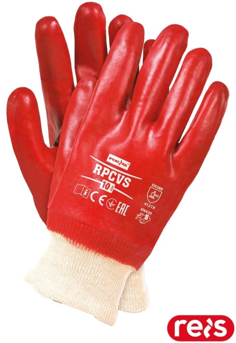 RĘKAWICE OCHRONNE RPCVS BAWEŁNIANE POWLEKANE PCV, DO PRAC MECHANICZNYCH, 12PAR