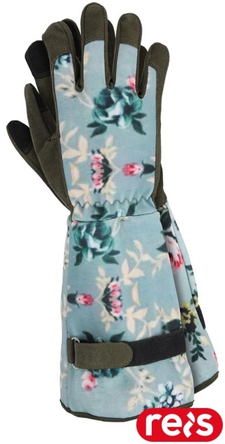 RĘKAWICE OCHRONNE DŁUGIE DLA OGRODNIKÓW RPEONY ZAMSZ W KWIATY