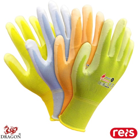 RĘKAWICE OCHRONNE RPOLICOLOR NYLON POLIURETAN 12par
