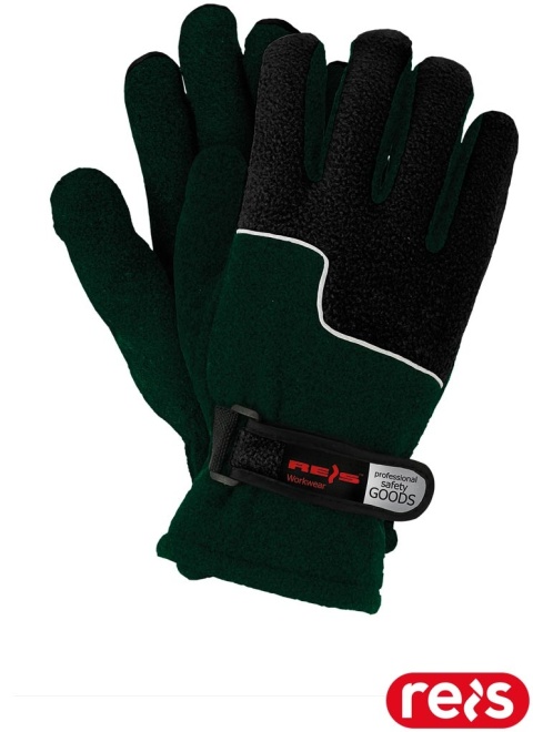 RĘKAWICE OCHRONNE RPOLTRIP OCIEPLANE POLAR ZIELONO-CZARNE ZAPIĘCIE NA RZEP