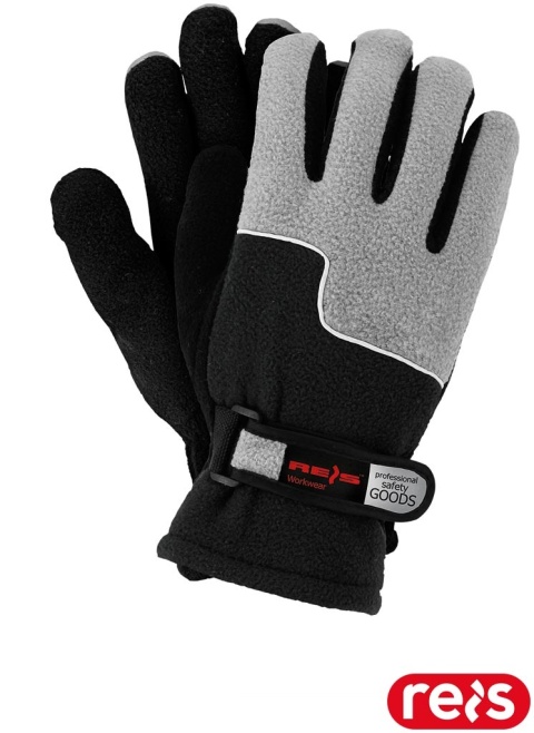 RĘKAWICE OCHRONNE RPOLTRIP OCIEPLANE POLAR SZARO-CZARNE ZAPIĘCIE NA RZEP
