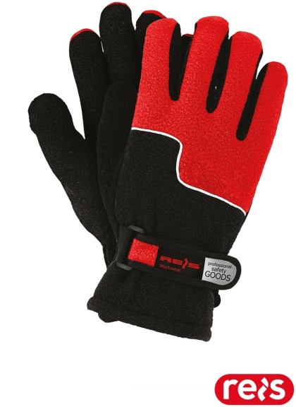RĘKAWICE OCHRONNE RPOLTRIP OCIEPLANE POLAR CZERWONO-CZARNE ZAPIĘCIE NA RZEP
