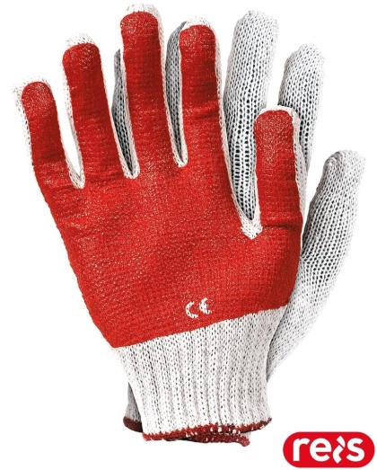 RĘKAWICE OCHRONNE RR POWLEKANE PCV CZERWONE 10par