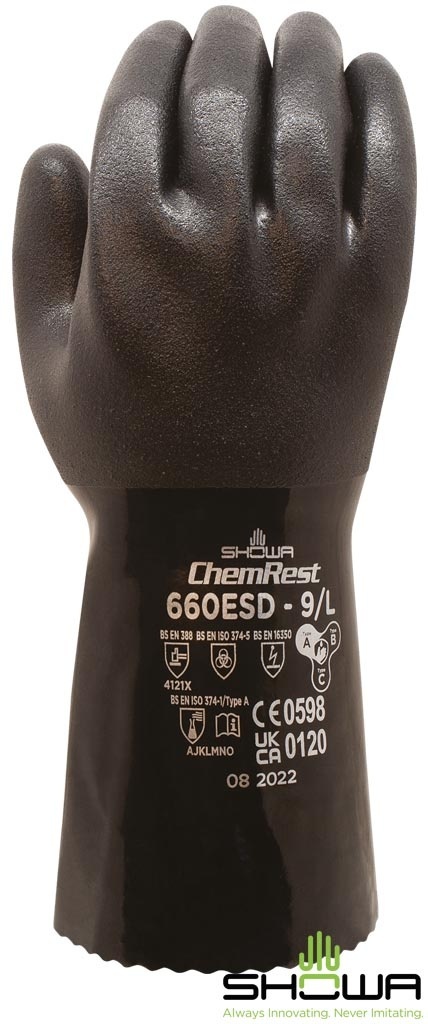 RĘKAWICE OCHRONNE SHOWA 660ESD ELEKTROSTATYCZNE, CHEMOODPORNE
