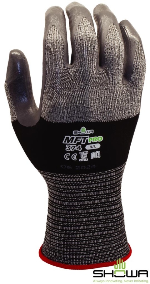 RĘKAWICE OCHRONNE SHOWA MFT374 MIKROFIBRA I NYLON CZARNO-SZARE 12par