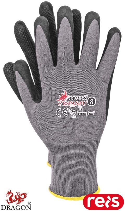 RĘKAWICE OCHRONNE RSPANPU LEPSZA CHWYTNOŚĆ, PLASTER MIODU SZARO-CZARNE