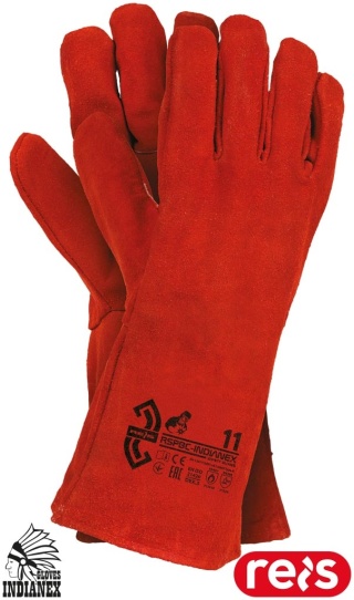 RĘKAWICE OCHRONNE RSPBC-INDIANEX SPAWALNICZE CZERWONE SKÓRA BYDLĘCA DWOINA