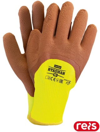 RĘKAWICE OCHRONNE RTASMAN OCIEPLANE FROTTE ŻÓŁTO-BRĄZOWE 12par