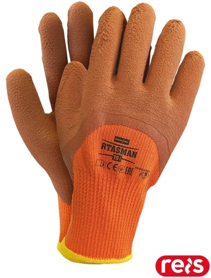 RĘKAWICE OCHRONNE RTASMAN OCIEPLANE FROTTE POMARAŃCZOWO-BRĄZOWE 12par