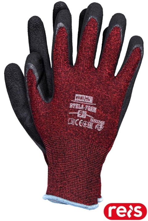 RĘKAWICE OCHRONNE RTELA-FOAM CZERWONO-CZARNE LATEKS 12PAR
