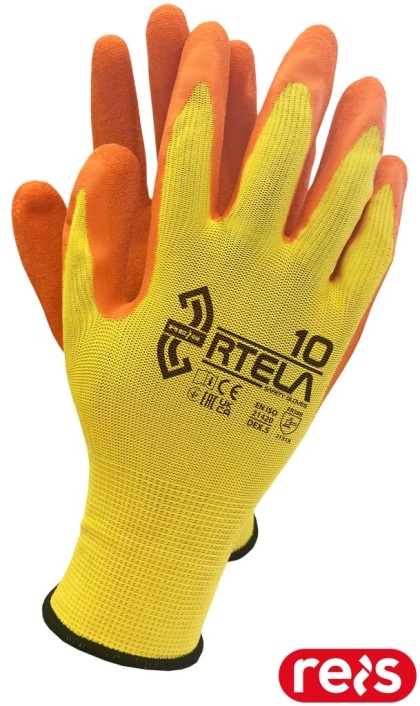 RĘKAWICE OCHRONNE RTELA ZÓŁT-POMARAŃCZOWE 12PAR