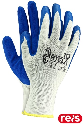 RĘKAWICE OCHRONNE RTELA BIAŁO-NIEBIESKIE 12PAR