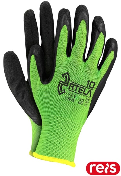 RĘKAWICE OCHRONNE RTELA ZIELONO-CZARNE 12par