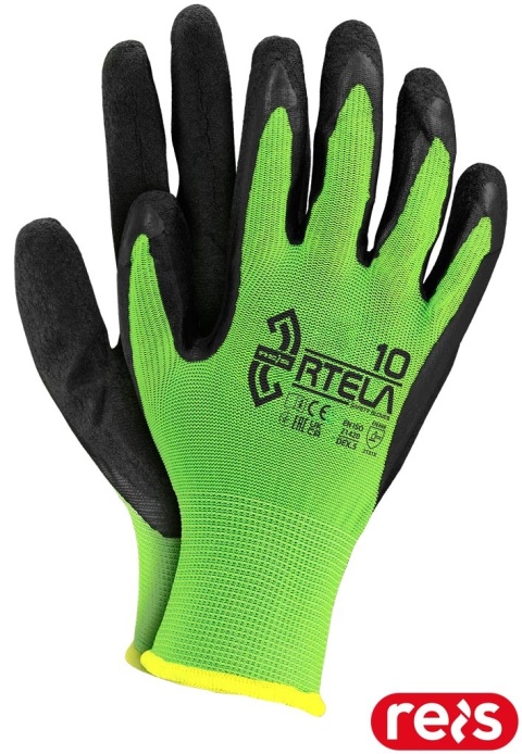 RĘKAWICE OCHRONNE RTELA ZIELONO-CZARNE 12par
