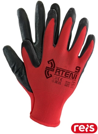 RĘKAWICE OCHRONNE RTENI NITRYL TYPU SMOOTH PRACE MECHANICZNE CZERWONO-CZARNE 12par