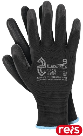 RĘKAWICE OCHRONNE RTEPO-DOTS POLIURETANOWE Z NAKROPIENIEM PCV 12par