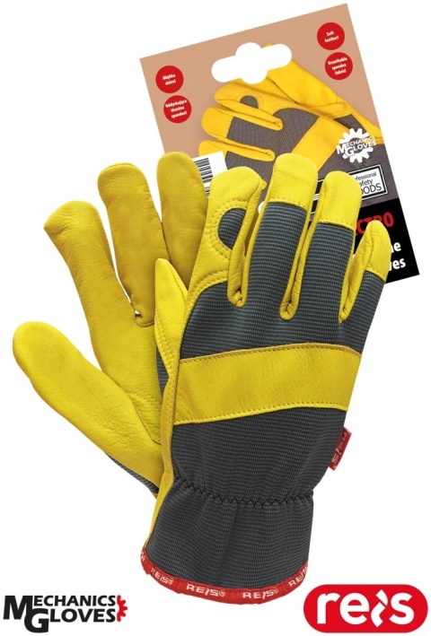 RĘKAWICE OCHRONNE SPECTRO SKÓRA KOZIA, SPANDEX PRACE MECHANICZNE