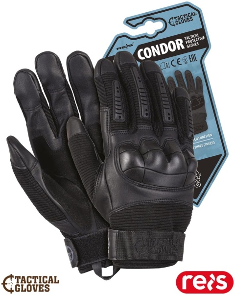 RĘKAWICE OCHRONNE TAKTYCZNE CONDOR GUMOWA STAWKA NA KOSTKACH CZARNE