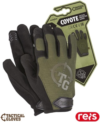 RĘKAWICE OCHRONNE TAKTYCZNE COYOTE REGULACJA NA NADGARSTKU ZIELONE